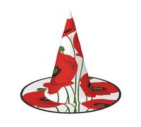 KFRXXZQB Cappello di Halloween con stampa di fiori di papavero - Copricapo da strega ripiegabile per festival, larp e feste, 1 pezzo