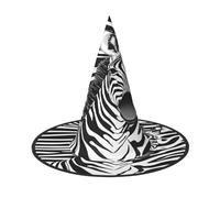 KFRXXZQB Cappello di Halloween con stampa zebrata a copertura completa, copricapo da strega ripiegabile per festival, feste e feste 2 pezzi