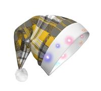 KFRXXZQB Cappello di Natale in peluche giallo grigio nero con stampa a LED per adulti cappello di Babbo Natale illuminato per feste eventi, design morbido e lavabile per riunioni di vacanza
