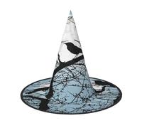 KFRXXZQB Cappello per Halloween con stampa di corvo nero, copertura completa, copricapo da strega per festival, feste e feste 2 pezzi