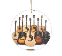 KFRXXZQB Cordino dorato con ciondolo a forma di chitarra, in acrilico, personalizzabile, ad alta trasparenza, decorazione per Natale e matrimonio.