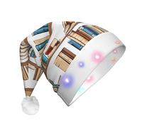 KFRXXZQB Divertente collezione di scaffali per libri, cappello di Natale in peluche per adulti, con luci a LED, cappello di Babbo Natale illuminato, per feste, eventi, design morbido e lavabile per