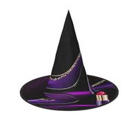 KFRXXZQB Elegante cappello viola con tacco alto con rossetto, copertura completa, per Halloween, copricapo ripiegabile per festival, larp e feste, 2 pezzi