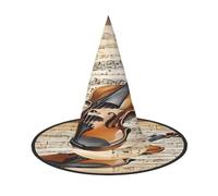 KFRXXZQB Farfalla e violoncello - Cappello di Halloween a copertura completa - Copricapo da strega ripiegabile per festival, larp e feste, 2 pezzi
