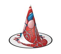 KFRXXZQB Grafico a forma di cuore di anatomia umana, cappello di Halloween a copertura completa, copricapo da strega ripiegabile per festival, larp e feste, 2 pezzi