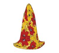 KFRXXZQB Graziosi fiori di papavero - Mantello con cappuccio per giovani - Mantello stampato regolabile per eventi di Halloween, teatro scolastico e costumi S