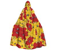 KFRXXZQB Graziosi fiori di papavero - Mantello per Halloween per adulti con cappuccio - Mantello gotico con stampa completa per festival, eventi larp e feste a tema, con tessuto lavabile in lavatrice
