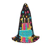 KFRXXZQB Happy Birthday Big Cake - Mantello con cappuccio per giovani, regolabile, stampato, per eventi di Halloween, teatro scolastico e costumi, S