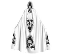 KFRXXZQB Horror Skull - Mantello per Halloween per adulti, con cappuccio, stampa completa, mantello gotico per festival, eventi e feste a tema, con tessuto lavabile in lavatrice