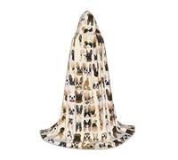 KFRXXZQB I Love French Bulldog - Mantello con cappuccio per ragazzi, regolabile, stampato, per eventi di Halloween, teatro scolastico e costumi, S