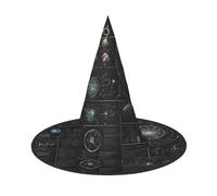 KFRXXZQB Illustrazione astratta della scienza chimica 3D - Stampa completa cappello di Halloween - Copricapo da strega ripiegabile per festival, larp e feste 2 pezzi