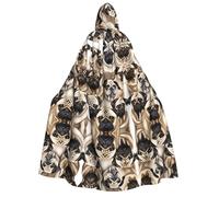 KFRXXZQB Imagen De Pug - Mantello per Halloween per adulti, con cappuccio, stampa completa, stile gotico, per festival, eventi e feste a tema, con tessuto lavabile in lavatrice