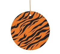 KFRXXZQB Leopardo tigre arancione - Ciondoli rotondi in alluminio con stampa su entrambi i lati, cordino dorato sottile da 0,8 mm per Natale., 8cm, Alumide