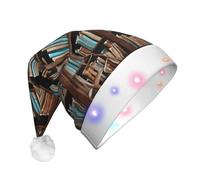 KFRXXZQB Libri, cappello di Natale in peluche per adulti, con luci a LED, cappello di Babbo Natale per feste eventi, design morbido e lavabile per feste, riunioni in famiglia.