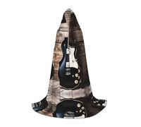 KFRXXZQB Mantello con cappuccio con stampa di chitarra musicale, regolabile, per eventi di Halloween, teatro scolastico e costumi, L