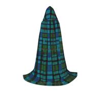 KFRXXZQB Mantello con cappuccio con stampa scozzese blu verde scozzese - Mantello regolabile stampato per eventi di Halloween, teatro scolastico e costumi L