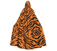 KFRXXZQB Mantello con cappuccio per Halloween con stampa leopardata arancione tigre - Mantello gotico con stampa completa per festival, eventi larp e feste a tema, con tessuto lavabile in lavatrice