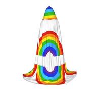 KFRXXZQB Mantello con cappuccio per ragazzi con stampa arcobaleno - Mantello stampato regolabile per eventi di Halloween, teatro scolastico e costumi L