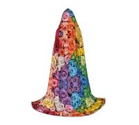 KFRXXZQB Mantello con cappuccio per ragazzi con stampa di fiori arcobaleno - Mantello stampato regolabile per eventi di Halloween, teatro scolastico e costumi L