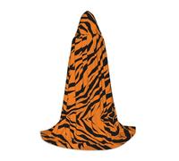 KFRXXZQB Mantello con cappuccio per ragazzi con stampa leopardata tigre arancione, mantello regolabile stampato per eventi di Halloween, teatro scolastico e costumi S