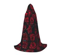 KFRXXZQB Mantello con cappuccio per ragazzi con stampa rosa rossa e nera - Mantello stampato regolabile per eventi di Halloween, teatro scolastico e costumi M