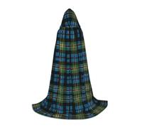 KFRXXZQB Mantello con cappuccio per ragazzi in tartan scozzese blu e verde, con stampa, regolabile, per eventi di Halloween, teatro scolastico e costumi, S