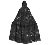 KFRXXZQB Mantello per Halloween con stampa 3D astratta e scienza chimica con cappuccio - Mantello gotico con stampa completa per festival, eventi larp e feste a tema, con tessuto lavabile in lavatrice