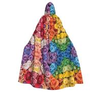 KFRXXZQB Mantello per Halloween con stampa di fiori arcobaleno per adulti, mantello regolabile con cappuccio per feste, eventi gotici e festival, lavabile in lavatrice