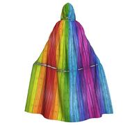 KFRXXZQB Mantello per Halloween con stampa in legno color arcobaleno, mantello regolabile con cappuccio per feste, eventi gotici e festival, lavabile in lavatrice