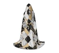 KFRXXZQB Nero marmo texture oro -Print Youth Capo con cappuccio - Mantello stampato regolabile per eventi di Halloween, teatro scolastico e costumi L