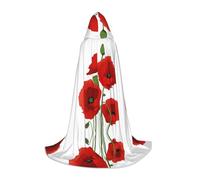 KFRXXZQB Papavero Fiori - Mantello con cappuccio per giovani - Mantello stampato regolabile per eventi di Halloween, teatro scolastico e costumi L