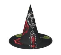 KFRXXZQB Rose nere gotiche - Cappello di Halloween a copertura completa - Copricapo da strega ripiegabile per festival, larp e feste 1 pezzo