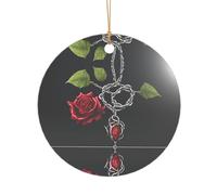 KFRXXZQB Rose nere gotiche - Ciondolo in acrilico con cordino dorato - Ornamento personalizzabile ad alta trasparenza per Natale e decorazione di nozze.