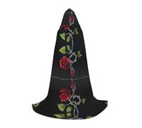KFRXXZQB Rose nere gotiche - Mantello con cappuccio per giovani - Mantello stampato regolabile per eventi di Halloween, teatro scolastico e costumi L