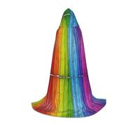 KFRXXZQB Sfondo in legno colorato arcobaleno - Mantello con cappuccio per giovani - Mantello stampato regolabile per eventi di Halloween, teatro scolastico e costumi M