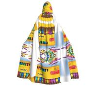 KFRXXZQB Simpatica scatola di pastelli - Mantello per Halloween per adulti con cappuccio - Mantello gotico con stampa completa per festival, eventi Larp e feste a tema, con tessuto lavabile in