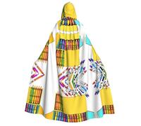 KFRXXZQB Simpatica scatola di pastelli - Mantello per Halloween per adulti con cappuccio - Mantello gotico con stampa completa per festival, eventi Larp e feste a tema, con tessuto lavabile in