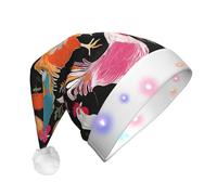 KFRXXZQB Simpatico cappello di Natale in peluche con stampa di galline a forma di gallo, con luci a LED, per feste, eventi, design morbido e lavabile, per feste e celebrazioni in famiglia.
