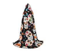 KFRXXZQB Sugar Skulls - Mantello con cappuccio per ragazzi, regolabile, stampato, per eventi di Halloween, teatro scolastico e costumi, L
