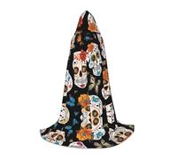 KFRXXZQB Sugar Skulls - Mantello con cappuccio per ragazzi, regolabile, stampato, per eventi di Halloween, teatro scolastico e costumi, S