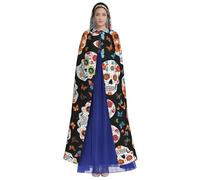 KFRXXZQB Sugar Skulls - Mantello per Halloween per adulti, regolabile, con cappuccio, per feste, eventi gotici e festival, lavabile in lavatrice