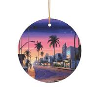 KFRXXZQB The Old Hollywood - Ciondoli rotondi in alluminio con stampa su entrambi i lati, cordino dorato sottile da 0,8 mm per Natale., 10cm, Alumide