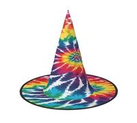 KFRXXZQB tie dye arcobaleno - Cappello di Halloween a copertura completa - Copricapo da strega ripiegabile per festival, larp e feste, 2 pezzi