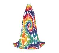 KFRXXZQB Tie Dye Rainbow - Mantello con cappuccio per giovani - Mantello stampato regolabile per eventi di Halloween, teatro scolastico e costumi S