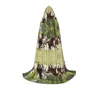 KFRXXZQB Vari tipi di cavalli - Mantello con cappuccio per giovani - Mantello stampato regolabile per eventi di Halloween, teatro scolastico e costumi M