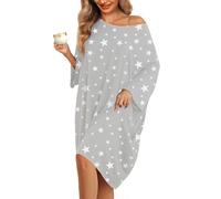 KFUBUO Camicie da notte taglie forti per le donne magliette da notte oversize abito maniche corte indumenti da notte con tasca vestibilità S-5XL, Stelle, oversized