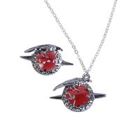 [Kfwfuaee] 1 set collana e spilla a forma di corvo alla moda con zircone rosso accento per adulti e convegni anime