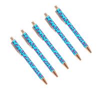 Kfwfuaee 5 Penne a sfera con motivo leopardato, per donne, ufficio, penna a sfera retrattile con clip per studenti