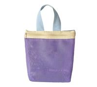 [Kfwfuaee] Borsa a secchiello da spiaggia in rete colorata borsa da piscina organizer da viaggio borsa cosmetica pieghevole portatile articoli da toeletta da donna spiaggia, Viola, Come mostrato in