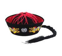 [Kfwfuaee] Cappello cinese antico mandarino cinese con treccia artificiale per cosplay festa Halloween accessori costume